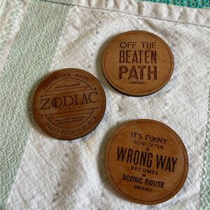 Zodiac Brown Wood Coasters Set